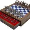 15’’ Handmade Chess Set with British Army Metal Chess Pieces, Luxury Storage Chess Board, for All Ages, Ideal for Father, (Blue) - Image 3